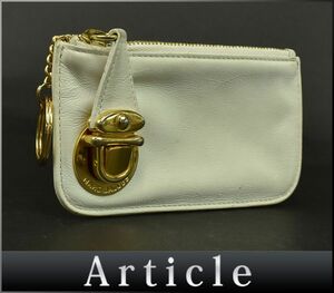 191644◆ MARC JACOBS マーク ジェイコブス コインケース 小銭入れ 財布 レザー 革 ホワイト ゴールド金具 レディース/ C