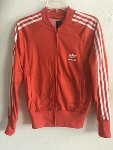 アディダスadidasレディースオレンジ色USA スポーツウェアジャージ上着Sサイズ中古品目立ったキズや汚れの無し