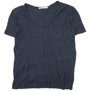 T by ALEXANDER WANG ティーバイアレキサンダーワン レーヨンUネックポケットカットソー 61-04-1342-100 S ネイビー 半袖 Tシャツ g10967