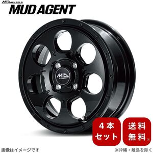 アルミホイール Nバン JJ系 ホンダ 【12×4.0B 4-100 INSET40 セミグロスブラック】 マルカ MID マッドエージェント 4本セット 12インチ