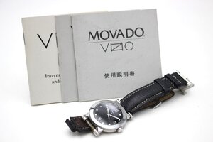 【行董】MOVADO VIZIO モバード ビジオ 83 C2 878 3針 デイト QZ ブラック文字盤 メンズ 腕時計 ※レタパ※ AS912BOM98