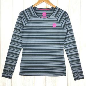 WOMENs M ムーン クライミング ロングスリーブ クイックドライ ボーダー Tシャツ Long Sleeve Quickdry Border