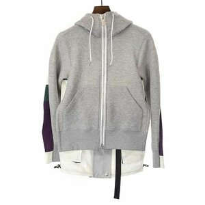 sacai サカイ 21AW Grosgrain×Sponge Sweat Hoodie グロランスポンジパーカー ミックスカラー サイズ:1 レディース ITOED1YGG93G