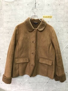 美品！LANDS’END ランズエンド キッズ 裏ボア ムートン ショートコート L(14-16) 茶 ポリエステル