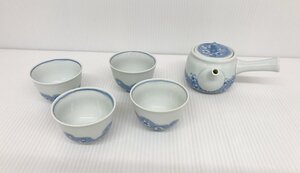 未使用保管品 有田焼 青花 茶器セット 急須 1個 湯呑 4個 箱無