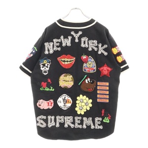 SUPREME シュプリーム 21SS Patches Denim Baseball Jersey マルチワッペン デニム ベースボールシャツ ブラック