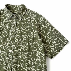 良品 USA製 90s OLD STUSSY ステューシー 迷彩 カモフラ シャツ S 半袖 総柄 メンズ archive アーカイブ オールド vintage 紺タグ 80s