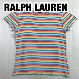 RALPH LAUREN ラルフローレン 半袖Tシャツ L ボーダー柄 マルチカラー 刺繍ポニー