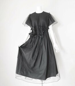 noir kei ninomiya ◆21SS チュール ワンピース 黒 XSサイズ ロングスカート 半袖 パーティー ドレス ノワールケイニノミヤ ◆BT17