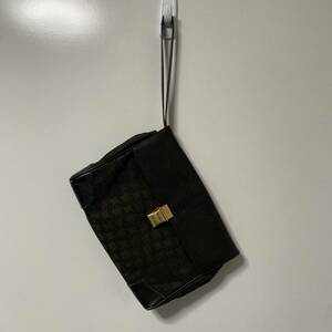 ダンヒル dunhill バッグ セカンドバッグ ハンドバッグ レザー キャンバス G金具 茶色 ブラウン (RB-016)