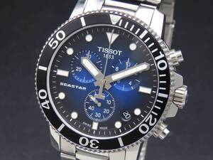 1円 稼動品★正規品 TISSOT ティソ T120.417.11.041.01 シースター 1000 クロノグラフ クォーツ デイト 純正ブレス メンズ腕時計 SSCLG2843