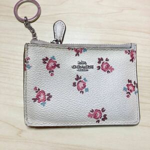 コーチ コインケース COACH パスケース 小銭入れ 花柄 財布 カードケース 白　フラワー　レディース　used 