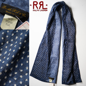 黄金期/デッドストック/新品【RRL】ダブルアールエル/イタリア製/ドット調インディゴリネンスカーフ/ラルフローレン