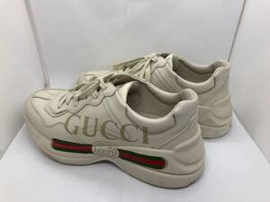 GUCCI グッチ★アポロ レザー ヴィンテージロゴ タッドスニーカー 500877 7 1/2 日本のサイズ26.5㎝ アイボリー