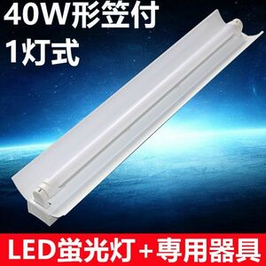 LED蛍光灯器具セット 笠付40W形器具1灯式 照明器具 天井 ベース照明 led蛍光灯1本付 昼光色　ベースライト