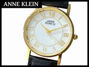 送無 G② 動作確認済 ANNE KLEIN アン クライン II ホワイト 文字盤 ローマンインデックス AL21 レディース 3針 クォーツ 腕時計 ウォッチ