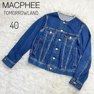 MACPHEE TOMORROWLAND ノーカラーデニムジャケット　40 L