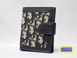 CHRISTIAN DIOR クリスチャン ディオール トロッター ヴィンテージ 二つ折り財布 ブラックｘネイビー 中古C 【送料無料】 A-8573