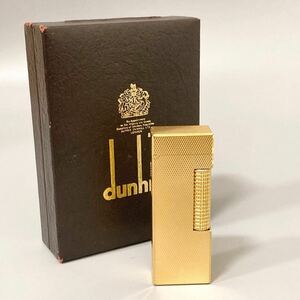 1円〜 dunhill ダンヒル ガスライター USRE 24163 PATENTED ゴールド ローラー式 ライター ケース付き 動作未確認 現状品