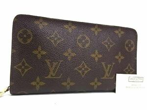 1円 ■美品■ LOUIS VUITTON ルイヴィトン M61727 モノグラム ポルトモネジップ ラウンドファスナー 長財布 ウォレット ブラウン系 FD3271