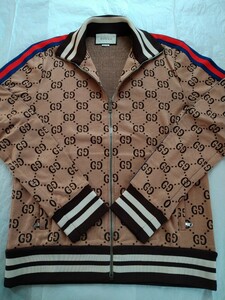 超美品 国内正規 付属品完備 18SS グッチ GUCCI GG サイドライン ジャガード コットン テクニカル ジャージ トラック ジャケット L adidas