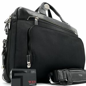 1円《 希少・最上位ライン 》TUMI トゥミ ビジネスバッグ 2way レザー ブリーフケース 大容量 2室 キャリーオン バリスティックナイロン 黒