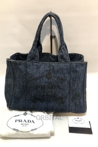 経堂) プラダ PRADA カナパ CANAPA デニム トートバッグ カード付属 B1877B 使用感有 特価