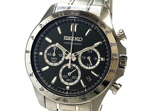 1円～ 中古 駆動OK SEIKO セイコー セレクション スピリット クロノグラフ 8T63-00D0/SBTR013 SS デイト 黒文字盤 メンズ 腕 時計 クォーツ