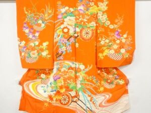 ys7090052; 宗sou 花車模様刺繍着物(内袖・長襦袢付き)【アンティーク】【着】