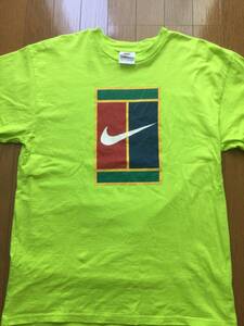 90s NIKE vintage Tシャツ　ビッグスウォッシュ　ライムグリーン　ビンテージ　ナイキ