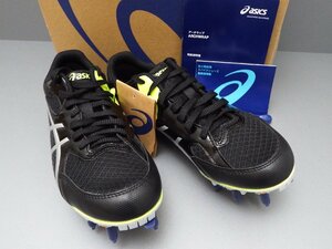 #【タグ付】asics アシックス EFFORT 13 エフォート 1093A167 002 24.5cm Black/Pure Silver ハンドル付 兼用 陸上スパイク（札）