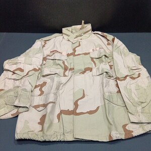 ⑨ミリタリー U.S.ARMY 払い下げ PX品 アメリカ軍 ラージレギュラー ジャケット 上着 アウター 軍服 カモフラ ベージュ 迷彩柄 検サバゲー