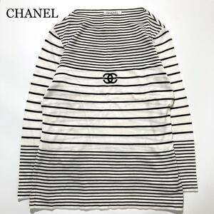 【極美品】CHANEL ニット セーター ボーダー ココマーク ホワイト