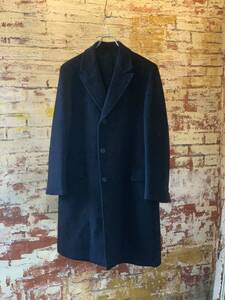 70s MARK ROYAL BLACK WOOL COAT ヴィンテージ ビンテージ ブラック 黒 ウールコート チェスターコート アメトラ トラッド 60s 送料無料