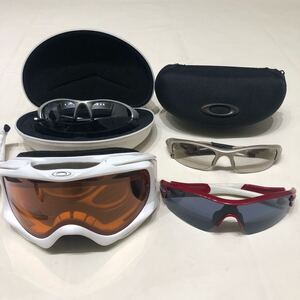 OAKLEY オークリー サングラス ゴーグル 4点セット スノボ スポーツ メンズ ホワイト レッド シルバー アイウェア サイクリング 軽量