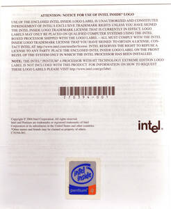 intel Pentium4 エンブレムシール (純正/未使用品)(非純正品では有りませんのでご安心願います。(管:EB16 x2s