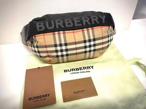 【美品】BURBERRY バーバリー ボディバッグ ショルダーバッグ チェック ナイロン ベージュ ARCHIVE-BEIGE