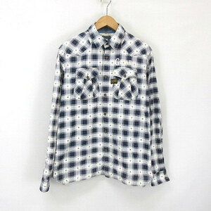 ジースターロウ G-Star RAW CO WESTERN SHIRT L/S 長袖 チェック ウエスタンシャツ L 白 紺 メンズ