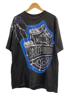 HARLEY DAVIDSON◆Y2K/サンダーオーバープリント/Minnesota/Tシャツ/XL/コットン/BLK