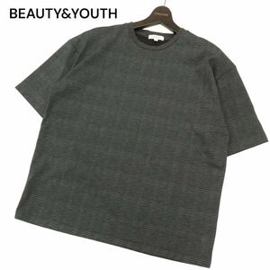 BEAUTY&YOUTH ユナイテッドアローズ 春夏 チェック ポンチ ワイドフォルム★ 半袖 カットソー Tシャツ Sz.M　メンズ グレー　C4T04607_5#D