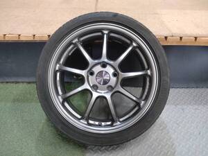 【美品】ENKEI アルミホイール PF09 17インチ タイヤ付 195/45R17 20年50週 1本【R6-2573D】