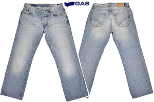 K-3397★GAS Jeans ガス ジーンズ mod MEDFORD★髭タテオチ ヴィンテージ加工 デニム ゆったり ストレートジーンズ W32