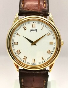 美品 PIAGET ピアジェ 750PG 金無垢 90968 グベナー K18PG ピンクゴールド メンズ 手巻き 時計