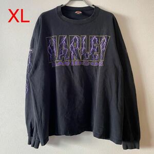 古着 90s Harley Davidson Lightning L/S Tee XL Black ハーレー ダビッドソン ライトニング ロンT Tシャツ 雷 Band Rap バンドT ラップT