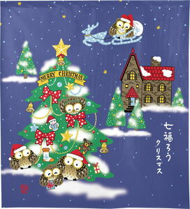 クリスマスのれん幅 85cm × 丈 90cm七福ろうクリスマス【日本製】cos-99812