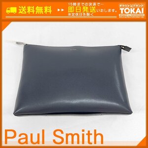 ★NO04 [送料無料/美品] ポールスミス Paul Smith レザー 2way クラッチバッグ サコッシュ PSN225 ネイビー