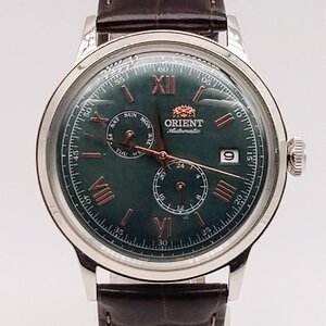 6466 ♪ ORIENT オリエント Bambino バンビーノ RN-AK0703E 腕時計 自動巻き アナログ ローマ数字 レザーベルト メンズ グリーン【1129】