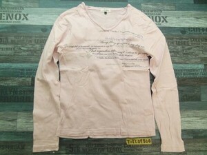 a.v.v homme アーベーベーオム メンズ Vネック プリント ロンT 長袖Tシャツ 44 ピンク