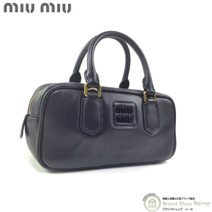 ミュウミュウ （MIUMIU） アルカディ レザー ハンド ショルダー バッグ 5BB142 Sワイド ブラック（中古）