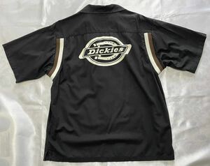 ディッキーズ【Dickies】本格派レーヨン混・ボーリングワークシャツ・黒・デカロゴ・予備ボタン付き・メンズLサイズ・No.0270-5402半袖